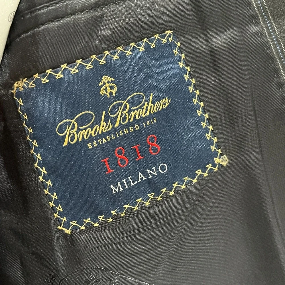 Brooks Brothers Blazer 1818 Milano Saxxon 100% Wool Size 40R Striped Academia‎